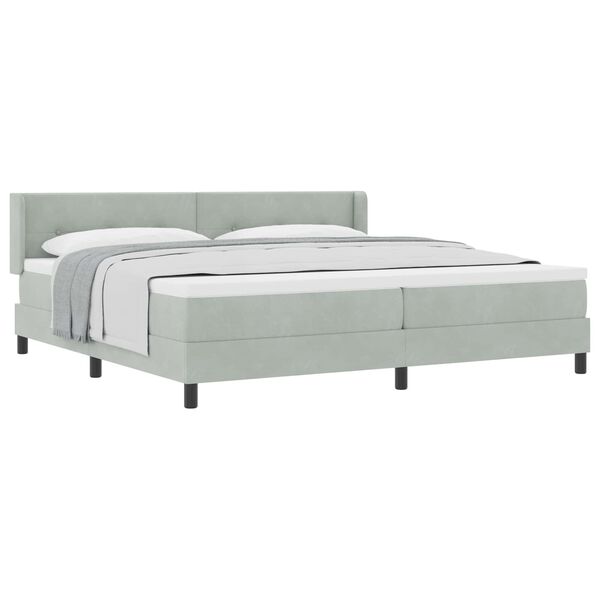 vidaXL Letto a molle con materasso Grigio chiaro 200 x 200 cm Velluto
