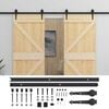 vidaXL Porta scorrevole 2 pcs Naturale e Nero Legno Massello di Pino