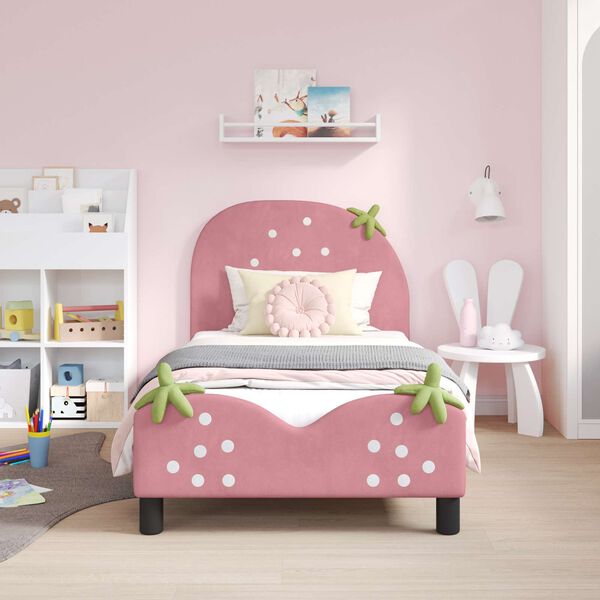 vidaXL Struttura letto bambini con testata Rosa 80 x 160 cm Velluto