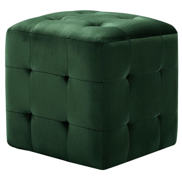 vidaXL Pouf 2 pz Verde 30x30x30 cm in Velluto