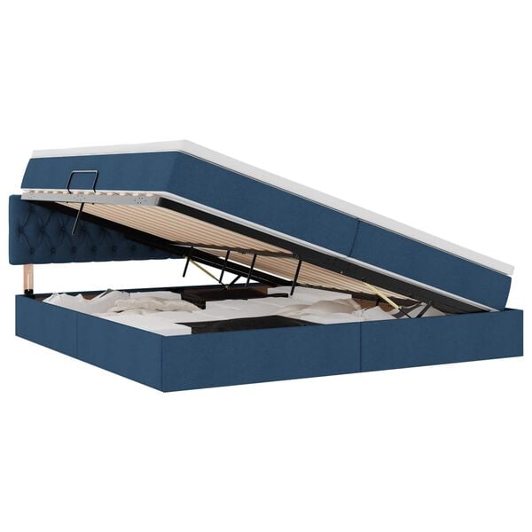 vidaXL Letto con contenitore e LED con led Blu 200 x 200 cm Tessuto