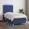vidaXL Letto a Molle con Materasso e LED Blu 90x190 cm in Tessuto