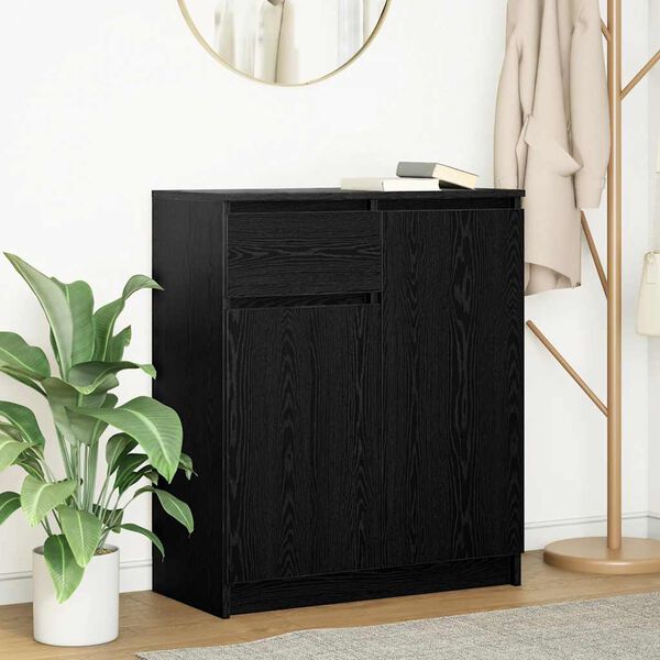vidaXL Credenza con Cassetto Rovere Nero 71x35x84 cm Legno Multistrato