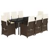 vidaXL Set da Pranzo da Giardino 9pz con Cuscini Marrone in Polyrattan