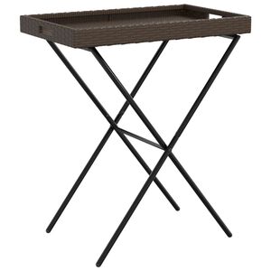 vidaXL Tavolino Vassoio Pieghevole Marrone 65x40x75 cm in Polyrattan