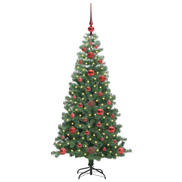 vidaXL Albero di Natale con 150 LED con supporto Verde 120 cm PVC