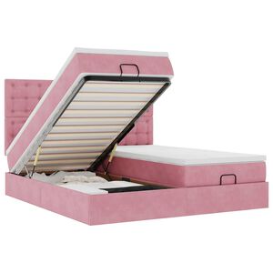 vidaXL Struttura Letto Pouf con Materassi Rosa 200x200 cm Velluto