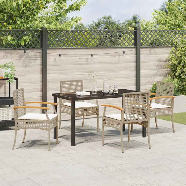 vidaXL Set da Pranzo per Giardino 5 pcs Beige polyrattan