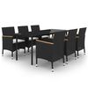 vidaXL Set da Pranzo da Giardino con Cuscini 7 pz Polyrattan e Vetro