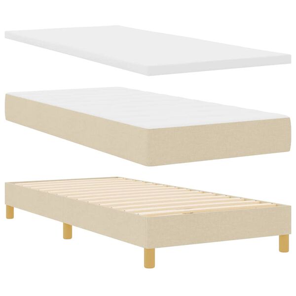 vidaXL Letto a molle con materasso Crema 200 x 90 cm Tessuto