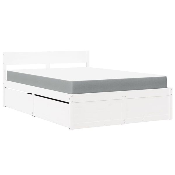 vidaXL Letto Cassetti e Materasso Bianco 120x190cm Legno Massello Pino