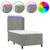 vidaXL Letto a Molle Materasso e LED Grigio Chiaro 90x200 cm Velluto