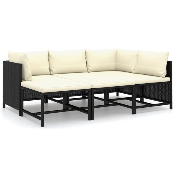 vidaXL Set Divani da Giardino 6 pz con Cuscini in Polyrattan Nero