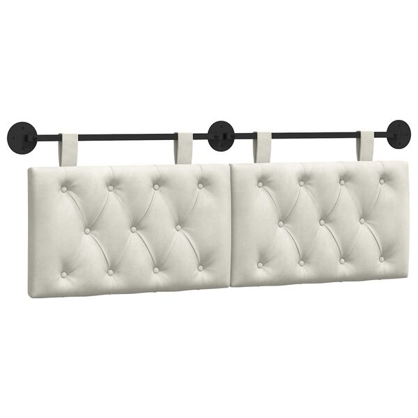 vidaXL Testata appesa Montaggio a parete Crema 150 x 55 x 7 cm Velluto