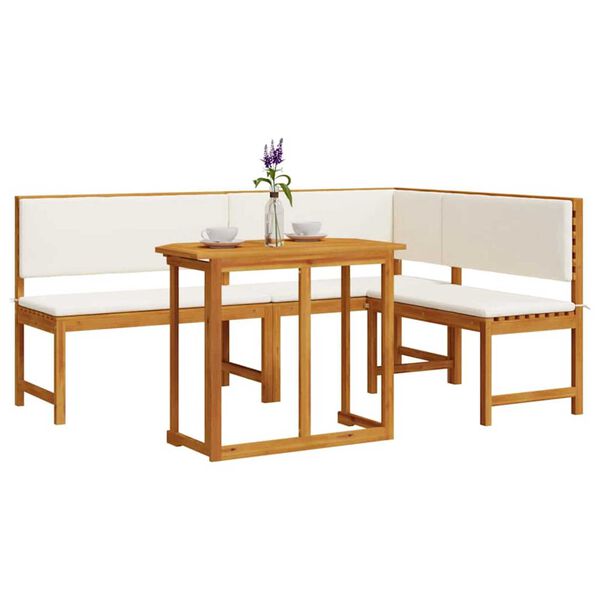 vidaXL Set Panchina da Giardino 3 pcs Marrone Legno di Acacia Massello