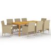 vidaXL Set da Pranzo da Giardino 9 pz Beige