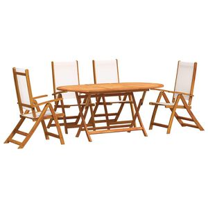 vidaXL Set Pranzo da Giardino 5pz Legno Massello di Acacia e Textilene