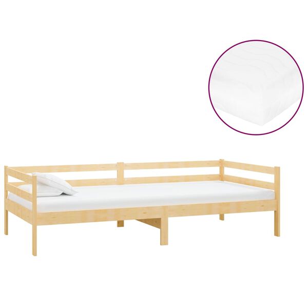 vidaXL Divano Letto con Materasso 90x200 cm Legno Massello di Pino