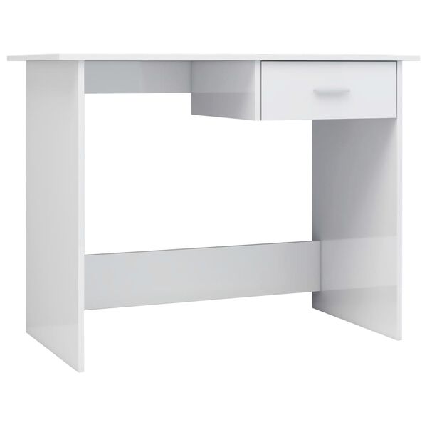 vidaXL Scrivania Bianco Lucido 100x50x76 cm in Legno Multistrato