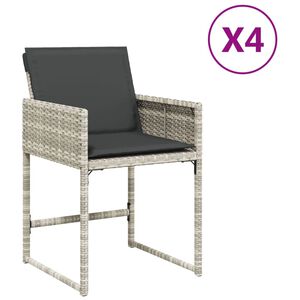 vidaXL Sedie da Giardino con Cuscini 4 pz Grigio Chiaro in Polyrattan