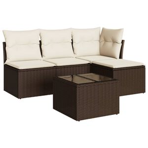 vidaXL Set Divano da Giardino 5 pz con Cuscini Marrone in Polyrattan