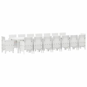 vidaXL Set da pranzo da giardino con cuscini 17 pz Bianco PP