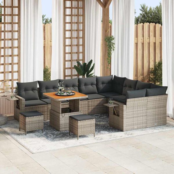 vidaXL Set Divano da Giardino 12 pcs Grigio polyrattan