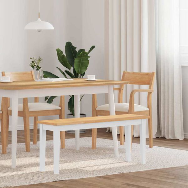 vidaXL Panca 110 cm Bianco in Legno Massello di Hevea
