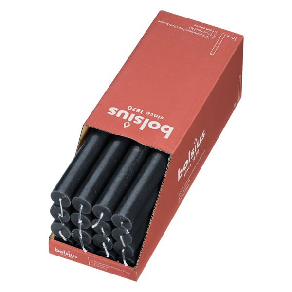 Bolsius Candele da Tavola Shine 16 pz 27 cm Grigio Tempesta