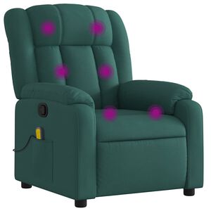 vidaXL Poltrona Massaggiante Reclinabile Verde Scuro in Tessuto