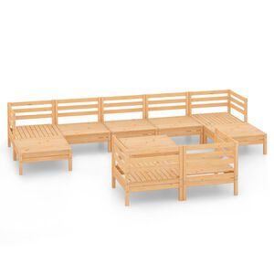 vidaXL Set Salotto da Giardino 10 pz in Legno Massello di Pino