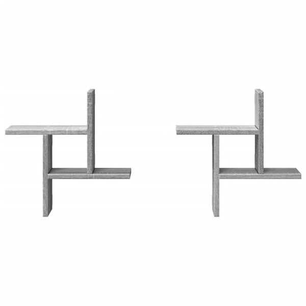 vidaXL Mensole a Parete 2pz Grigio Sonoma 38x12x38 cm in Truciolato