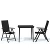 vidaXL Set Mobili da Pranzo per Giardino 3 pz Nero