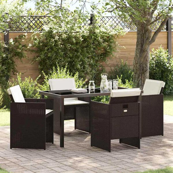 vidaXL Set da Pranzo per Giardino 5 pcs Marrone polyrattan
