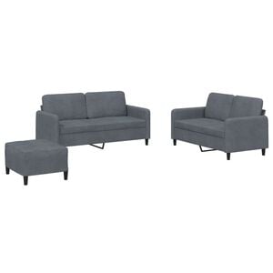 vidaXL Set di Divani 3 pz Grigio Scuro in Velluto