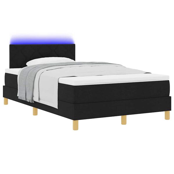 vidaXL Letto a Sorgente LED con materasso Nero 120 x 190 cm Tessuto