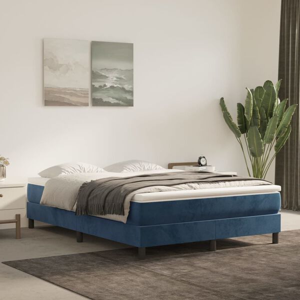 vidaXL Struttura Letto a Rete a Molle Blu Scuro 140x190 cm in Velluto