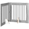 vidaXL Cancello per cani pieghevole con supporti 2 pz Grigio Sonoma