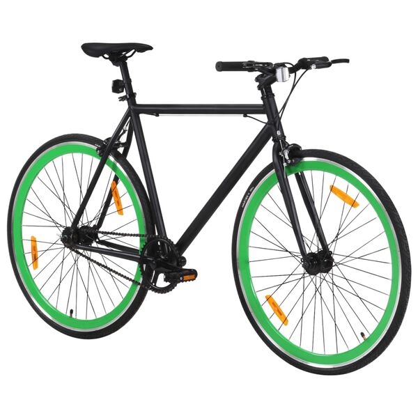 vidaXL Bicicletta a Scatto Fisso Nera e Verde 700c 55 cm