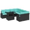vidaXL Set Divano da Giardino 9 pcs Nero Rattan in Polipropilene