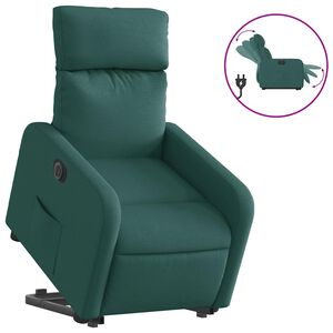 vidaXL Poltrona Alzapersona Reclinabile Elettrica Verde Scuro Tessuto