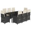 vidaXL Set da Pranzo da Giardino 9 pz con Cuscini Nero in Polyrattan