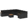 vidaXL Set Divani da Giardino 11 pz con Cuscini in Polyrattan Nero