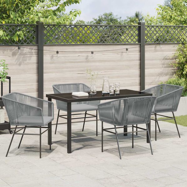 vidaXL Set da Pranzo per Giardino con cuscino 5 pcs Grigio