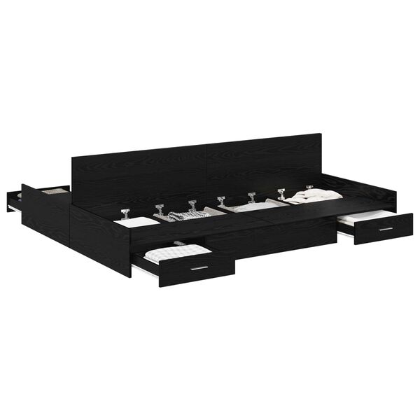 vidaXL Struttura letto con contenitore Rovere Nero 135 x 190 cm