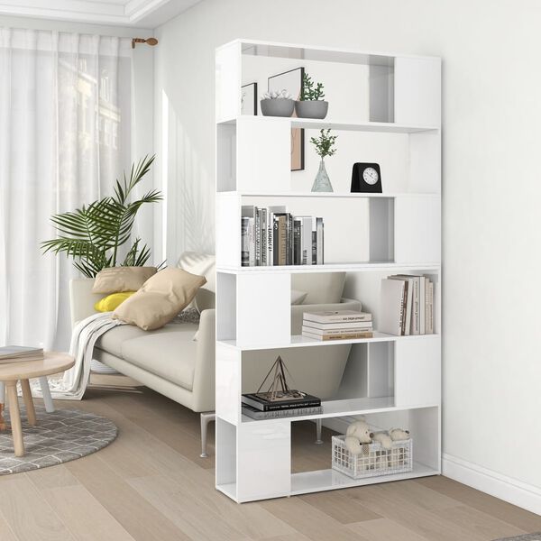 vidaXL Libreria/Divisorio Stanza Bianco Lucido 100x24x188 cm