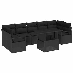 vidaXL Set Divano da Giardino con cuscino 8 pcs Nero polyrattan