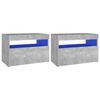 vidaXL Comodini con Luci LED 2 pz Grigio Cemento 60x35x40 cm