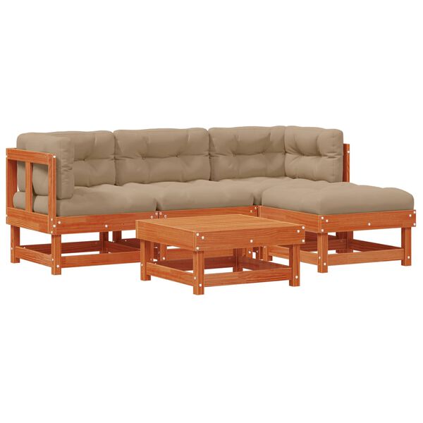 vidaXL Set Lounge da Giardino 15 pcs Marrone Cera