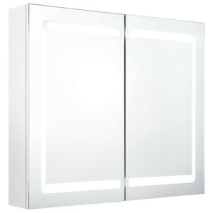 vidaXL Armadietto Bagno con Specchio e LED Bianco Lucido 80x12x68 cm